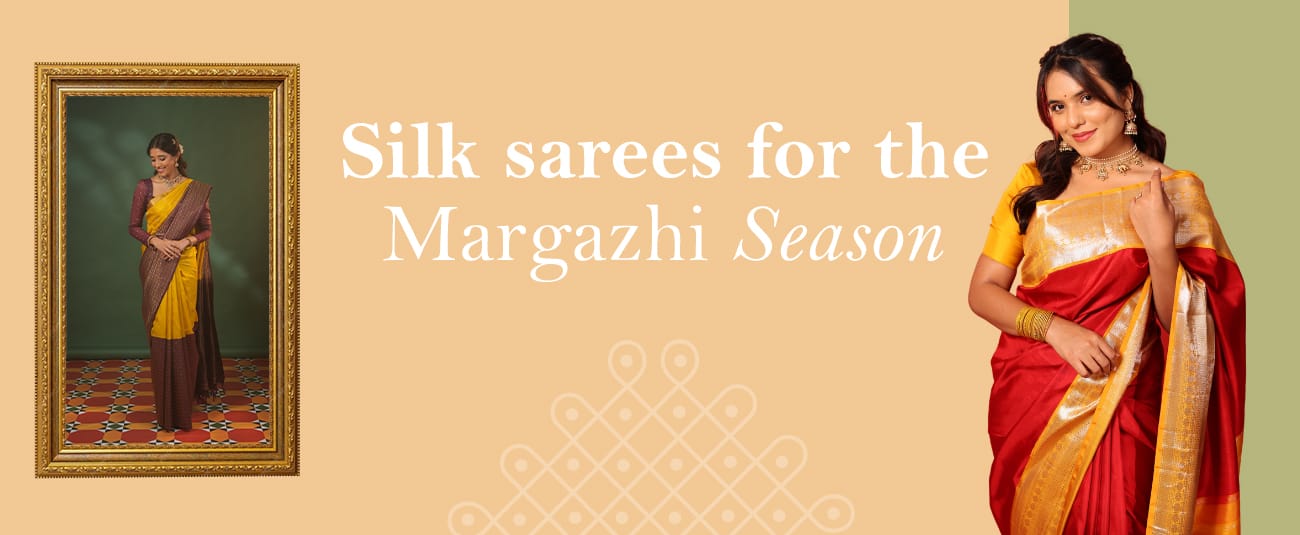 Margazhi-Inspired Silk Saree Draping Styles: Decorated Kolam Patterns and Attire for the Auspicious Month
