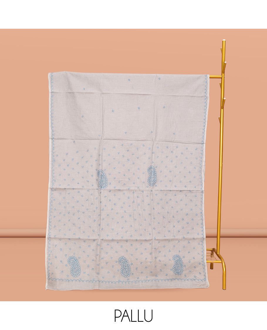 Pale Blue Lucknowi Chikankari Saree