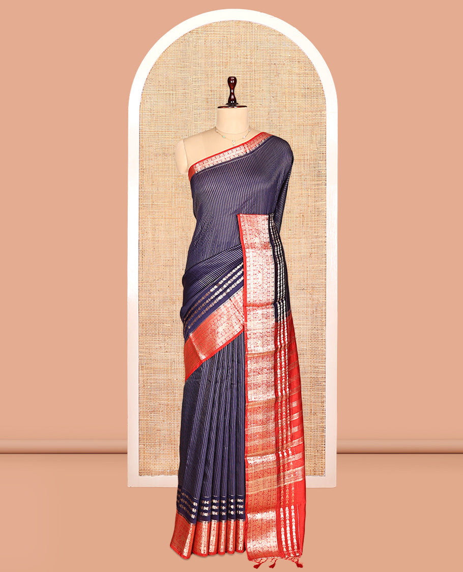 Navy Assam Silk Saree