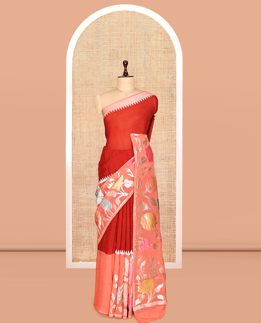 Maroon Plain Viscose Georgette Saree