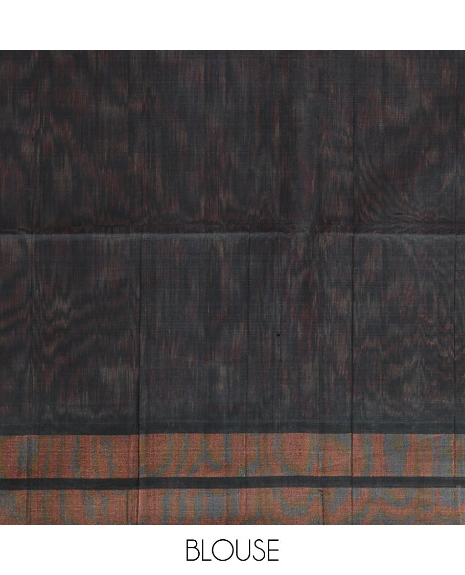 Blue Pochampally Ikkat-style designed silk cotton saree, contrast border, and ikkat design pallu