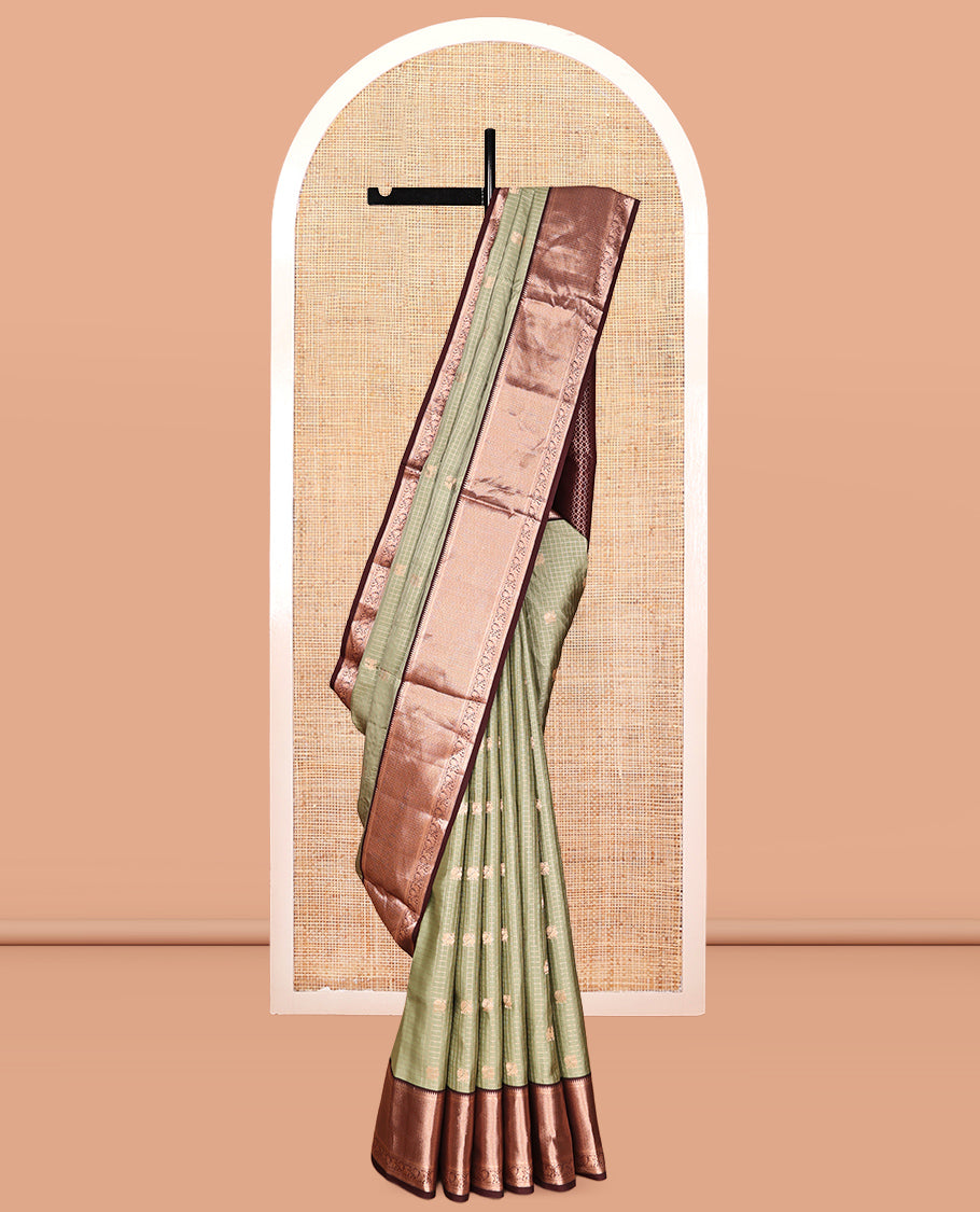 Pista Green and Brown Vasundhara Silk Saree