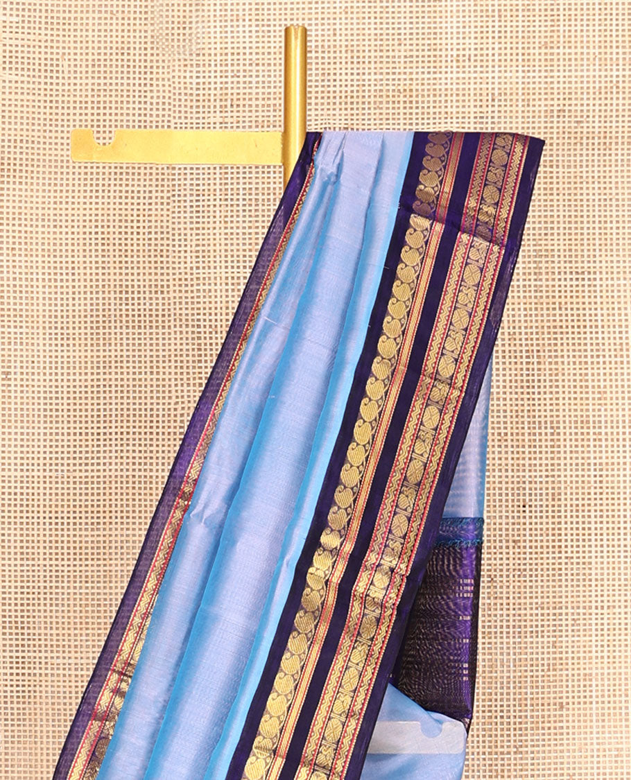 Blue Plain Kuppadam Silk Saree
