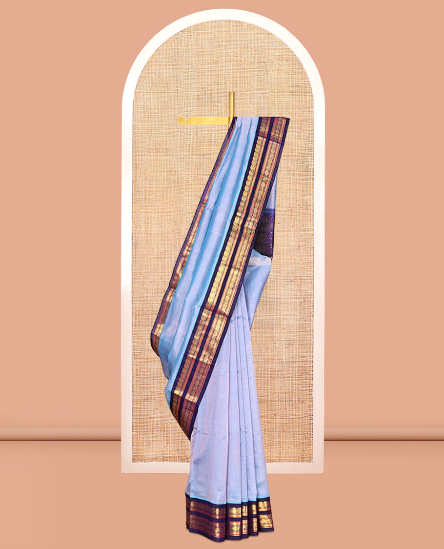 Blue Plain Kuppadam Silk Saree