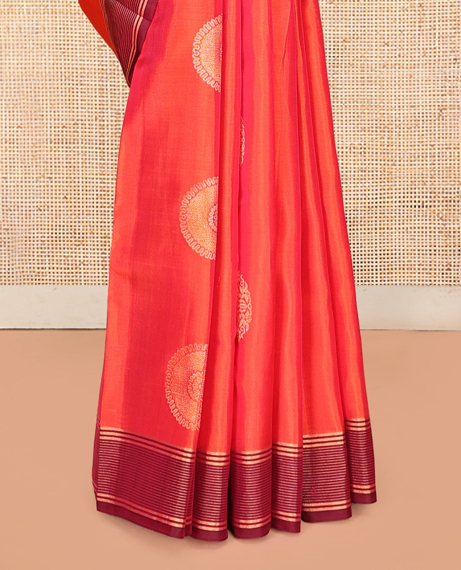 Orange Mayuri Lite Silk Mix Saree