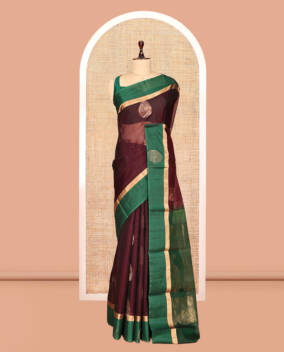 Maroon Silk Cotton Saree