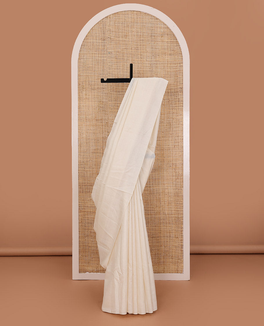 Borderless enthralling white plain saree