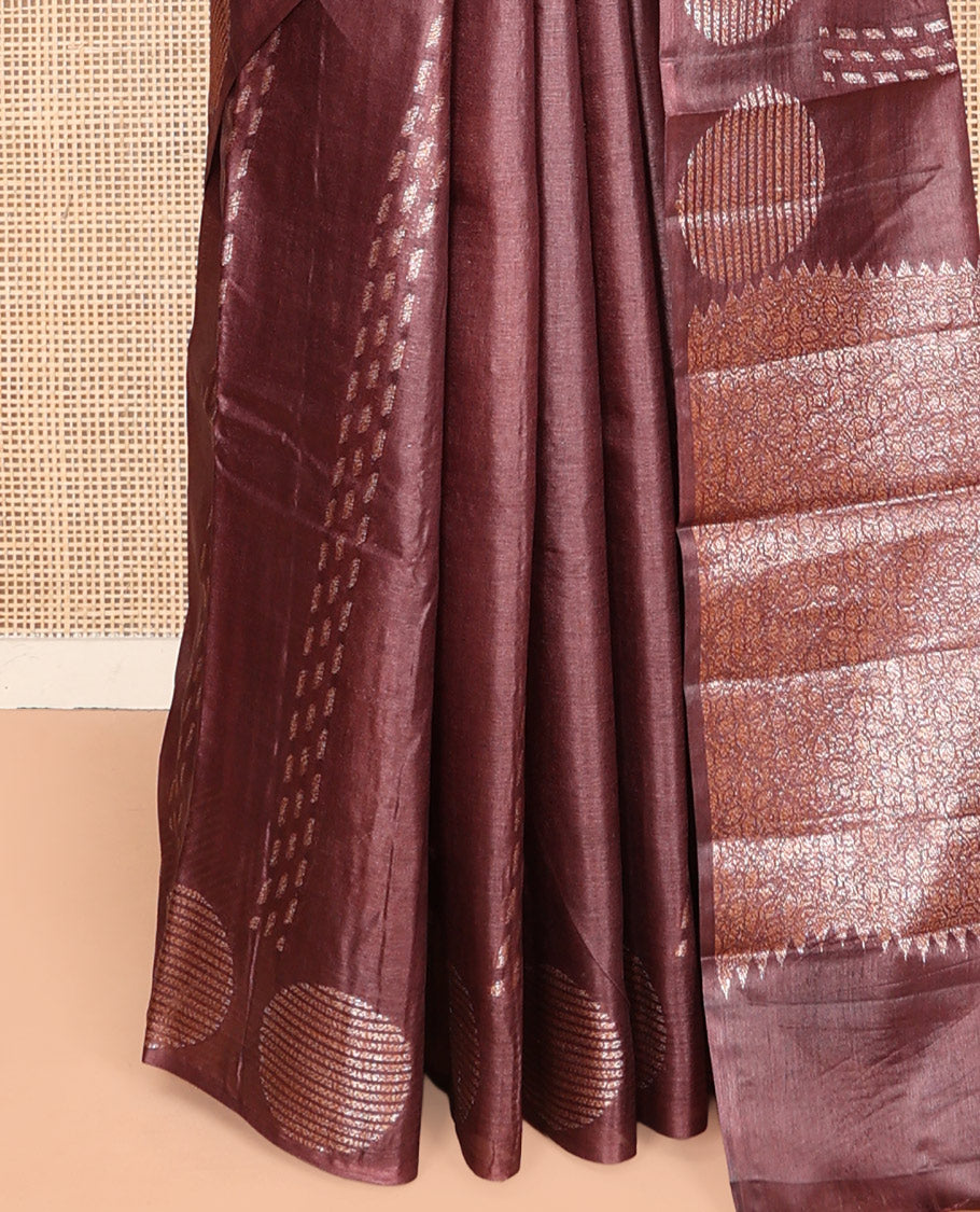 Brown Tussar Silk Saree