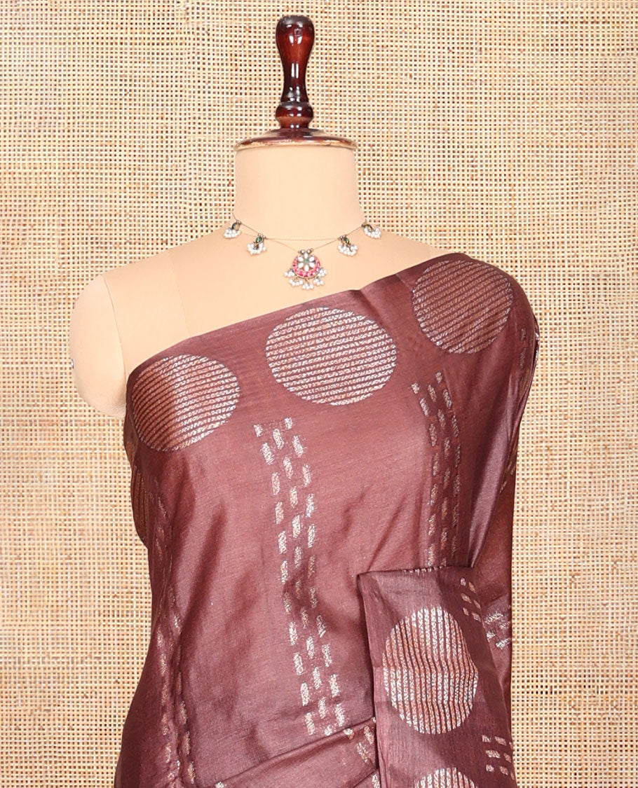 Brown Tussar Silk Saree