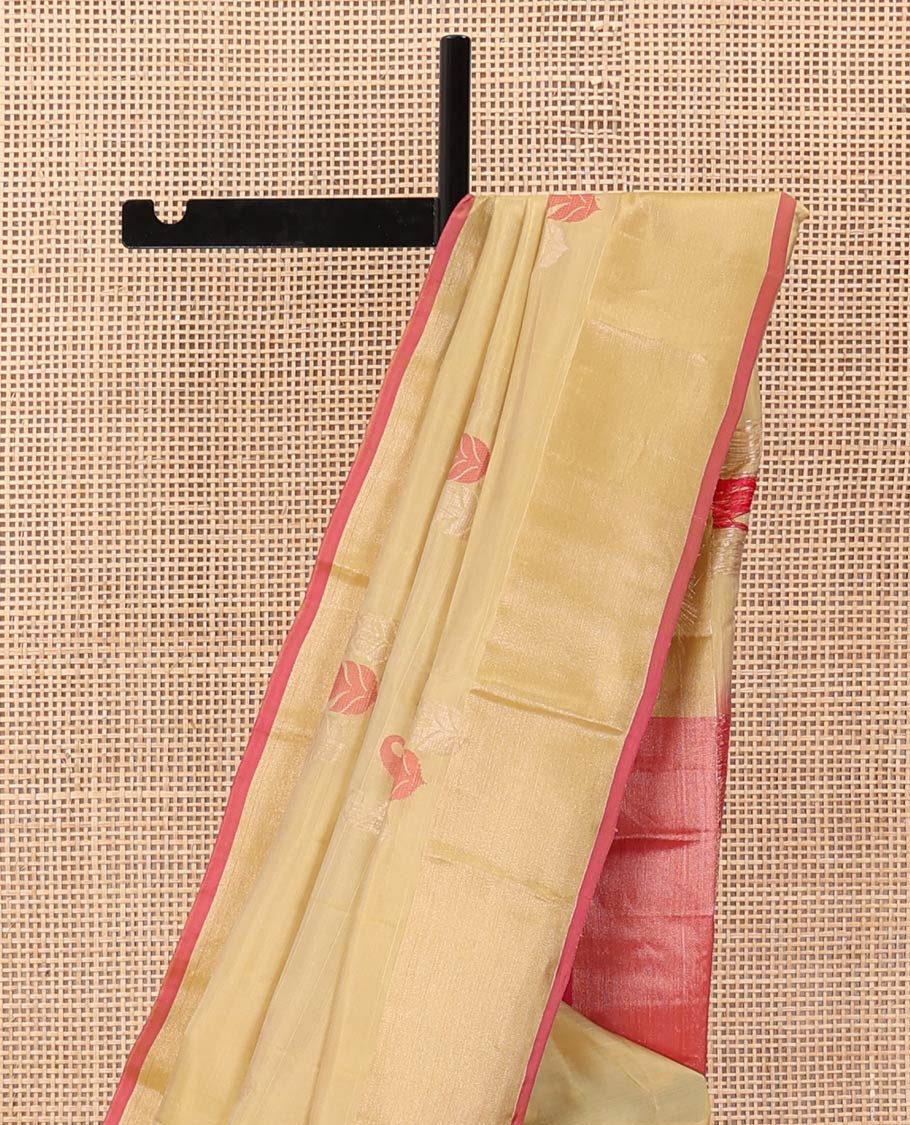 Sandal paisley buttas Uppada saree, bavanji border, and contrast jaal design pallu