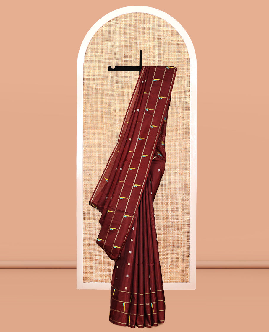 Maroon Venkatagiri Silk Saree