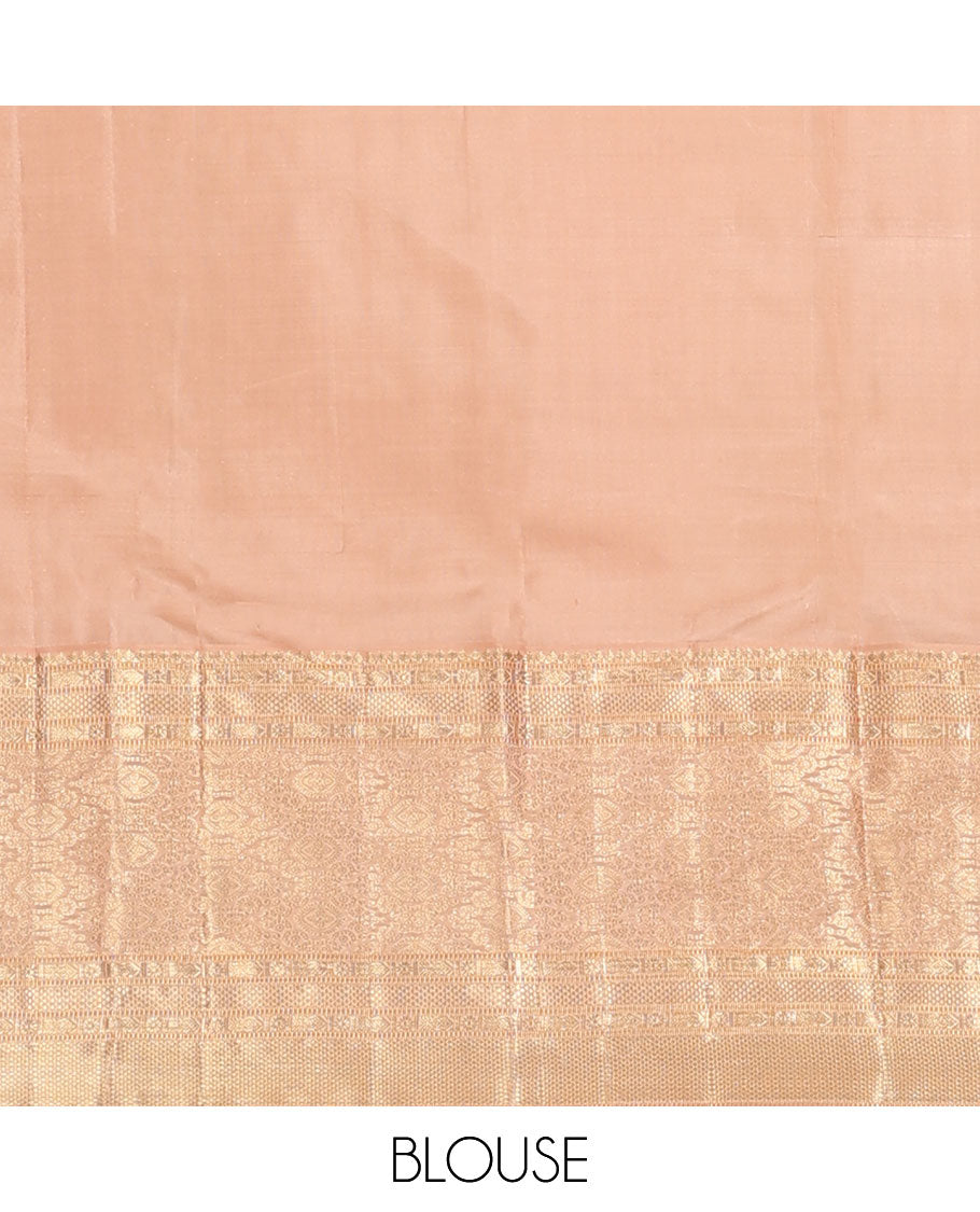 Pink kodi mayil zari design silk saree, contrast border of thilakam mokku,muthu, diamond,kamalam, ara maadam & zari designs & jaal pallu