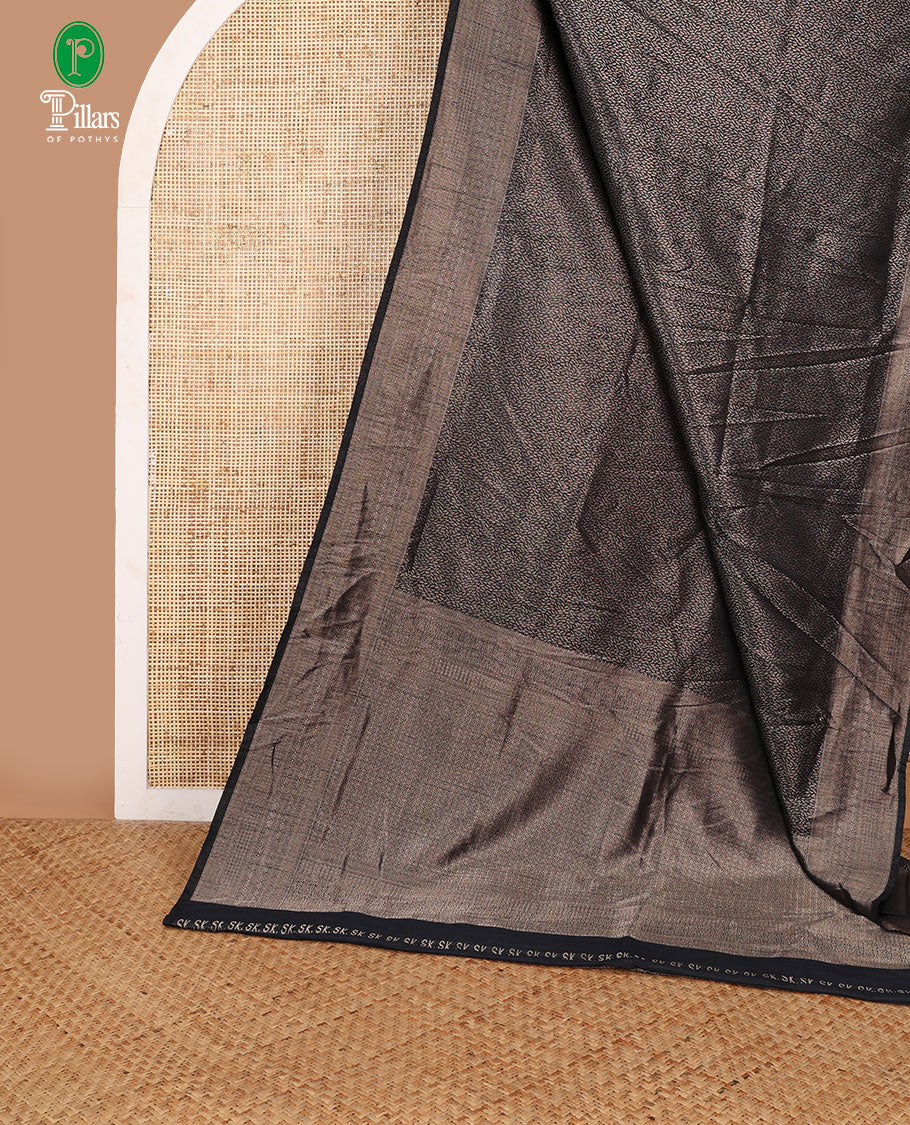 Black zari brocade weaving design banaras soft silk saree with jacquard border & rich weaving pallu along with brocade blouse