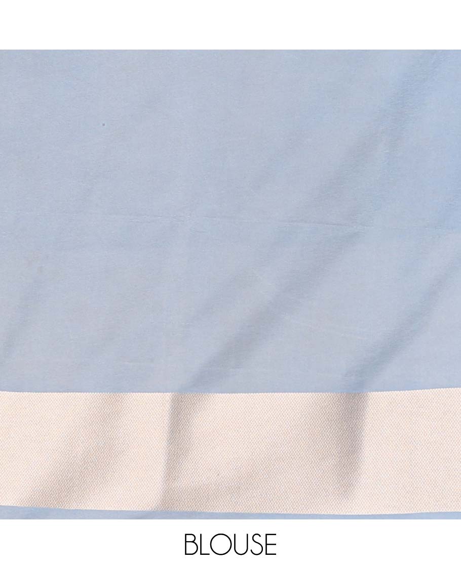 Grey striped softy saree with self chevron design border & striped pallu