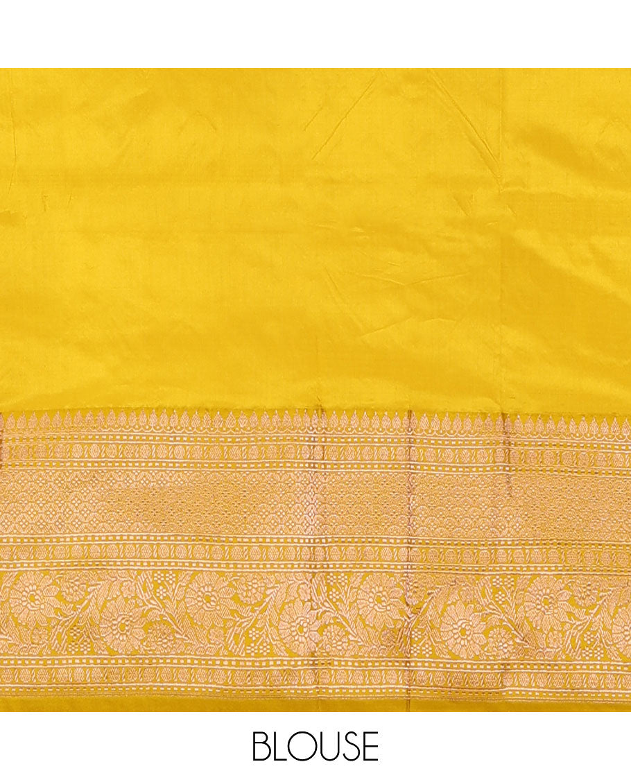 Grey floral zari buttas katan silk saree, contrast traditional zari border, and jaal pallu