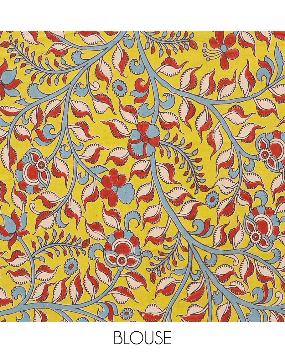 Multi-color medium checked Mangalagiri Cotton saree, temple border, and striped pallu