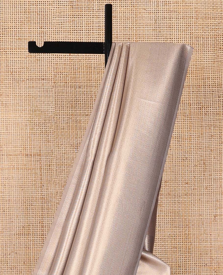 Grey striped softy saree with self chevron design border & striped pallu