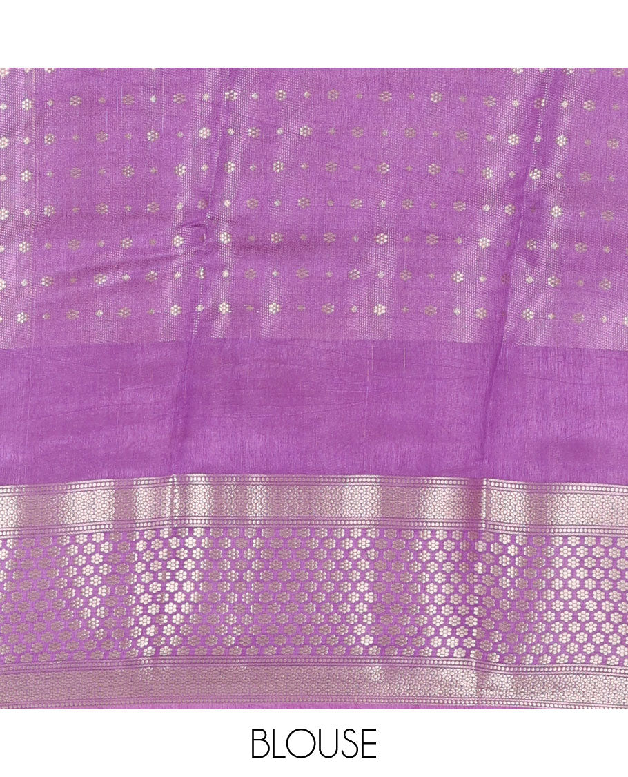 Dark orange meena buttas raw mango silk saree, contrast traditional zari border of floral creeper, and jaal pallu