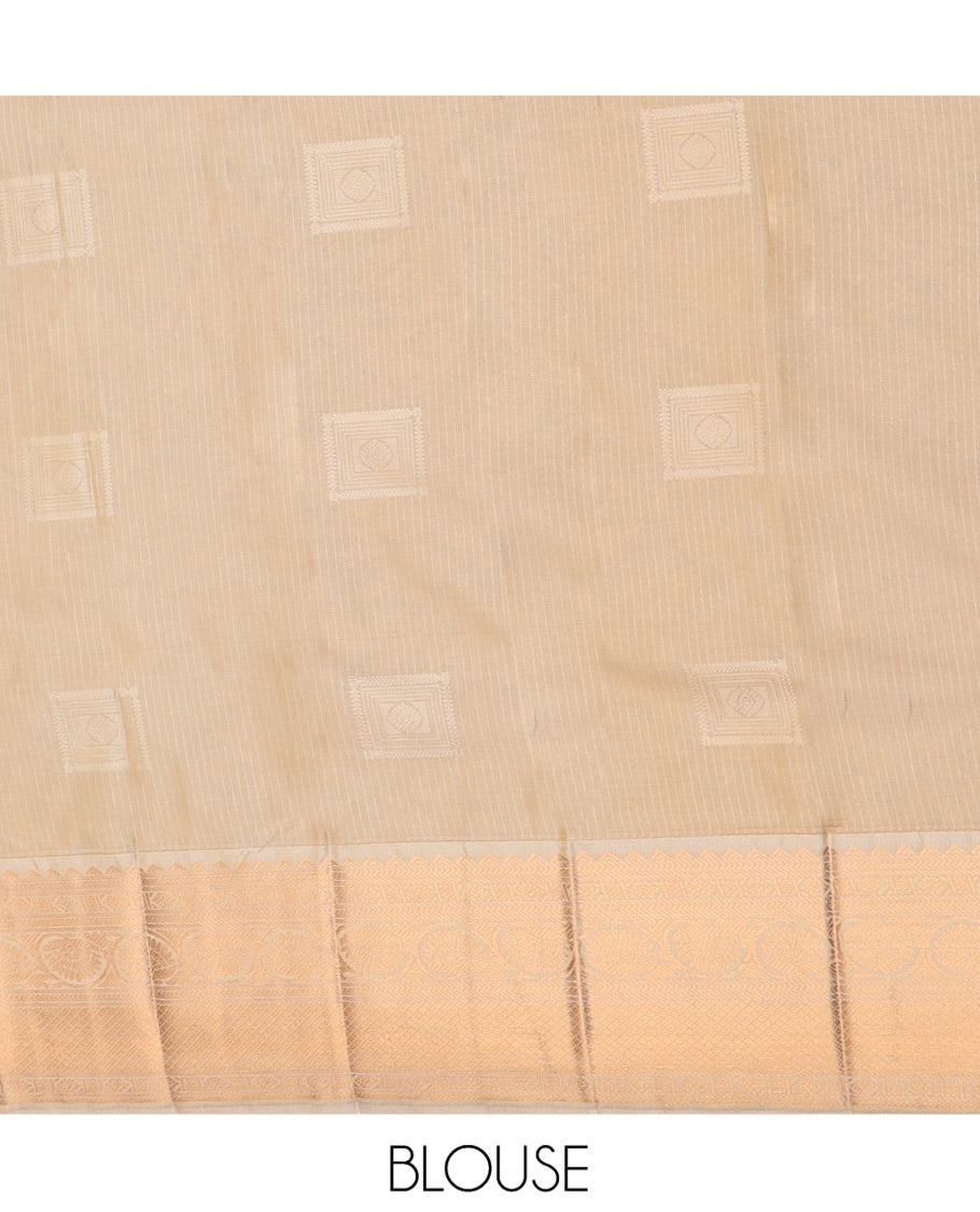 Blue Budget Silk Saree Decked Up with Zari Buttas and Zari Stripes, Complemented by a Contrast Traditional Zari Design Border, Subtly Designed Jaal Pallu, and Paired with a Contrast Blouse