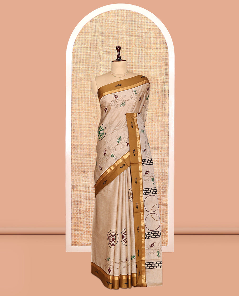 Pale Brown Chirala Cotton Saree