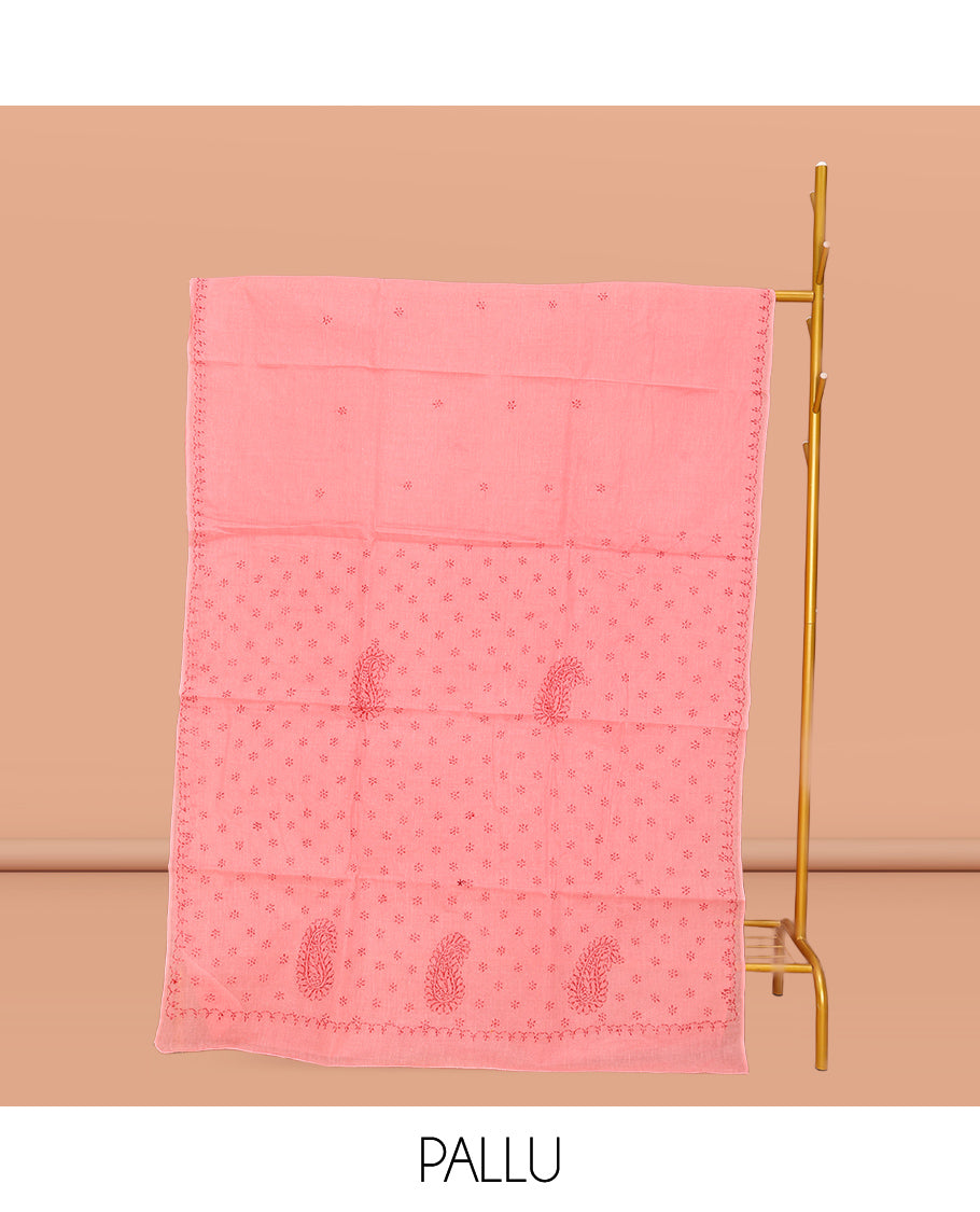 Pink Lucknowi Chikankari Saree