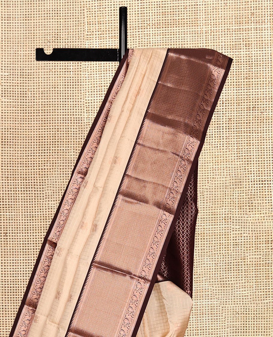 Off-White and Brown Vasundhara Silk Saree