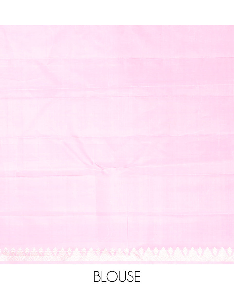 Borderless brown floral design kancheepuram silk saree with argyle design pallu