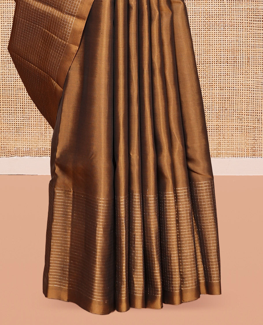 Brown Mayuri Lite Silk Mix Saree