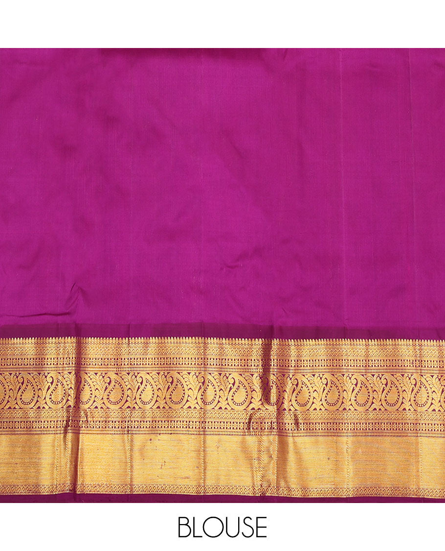 Pink pure silk half saree, zari buttas skirt, contrast border & blouse of thilakam mokku,Muthu,ara bogudi,star vanki & mango design, intricate zari woven dhavani
