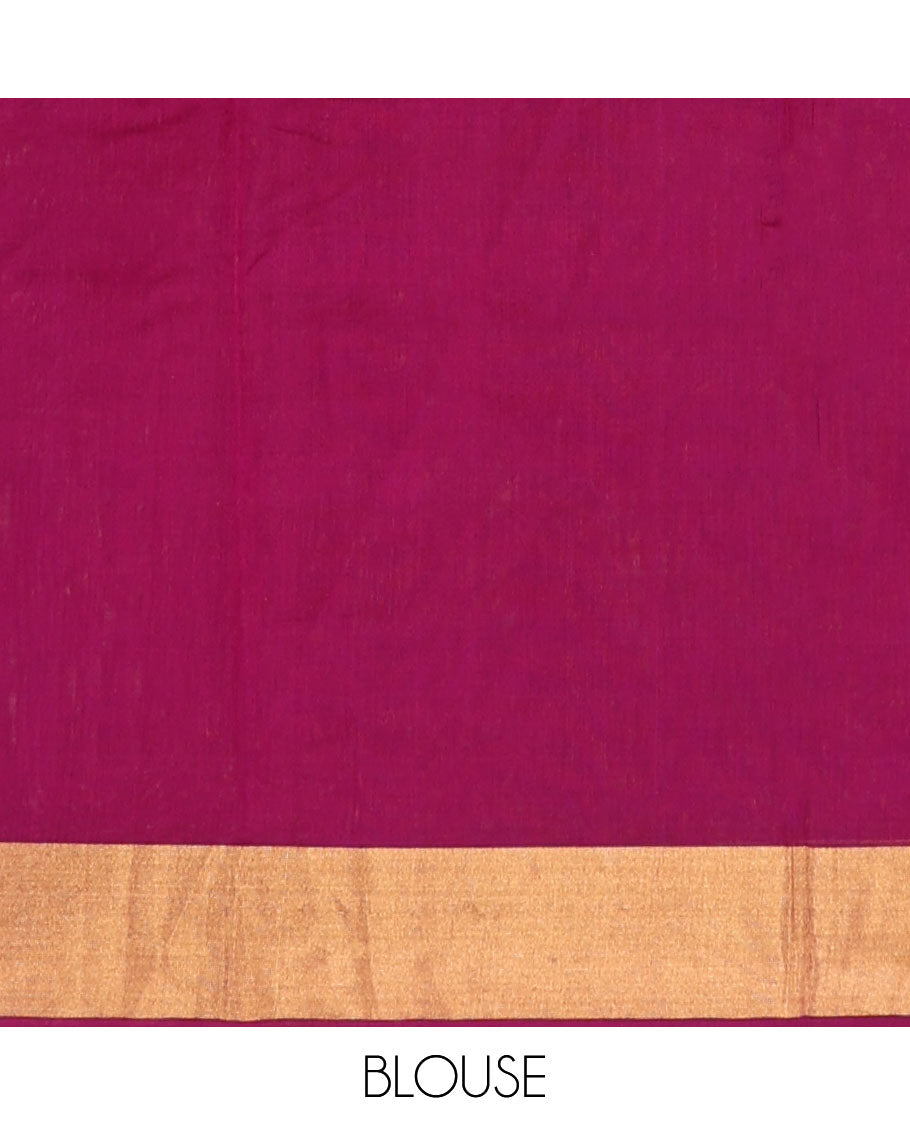 Pink striped silk cotton saree, zari border and contrast zari rich intricate pallu