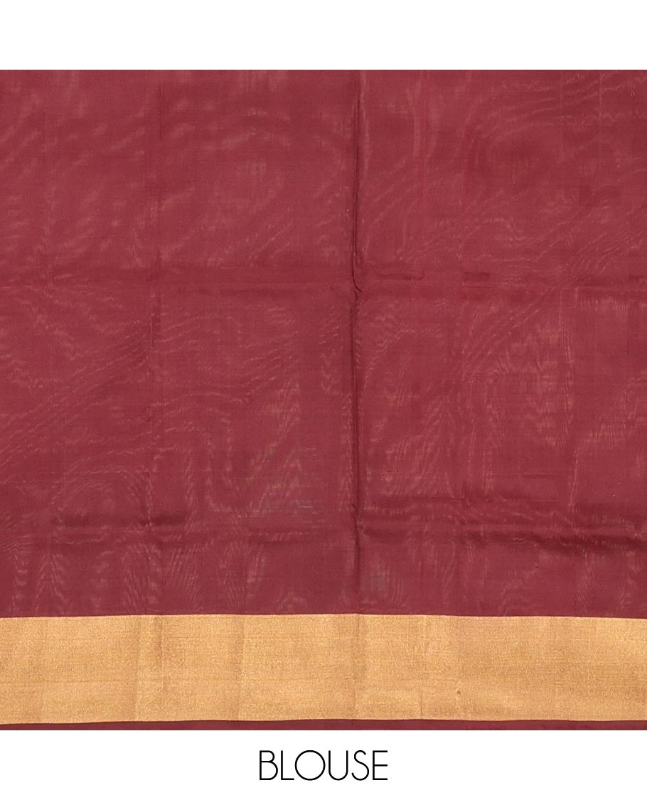 Green Uppada Silk Saree Accentuated with Paisley Buttas, Subtle Contrast Border of Temple Gopuram Motifs, Captivating Pallu Featuring Floral Jaal Design, and Paired with a Contrast Blouse