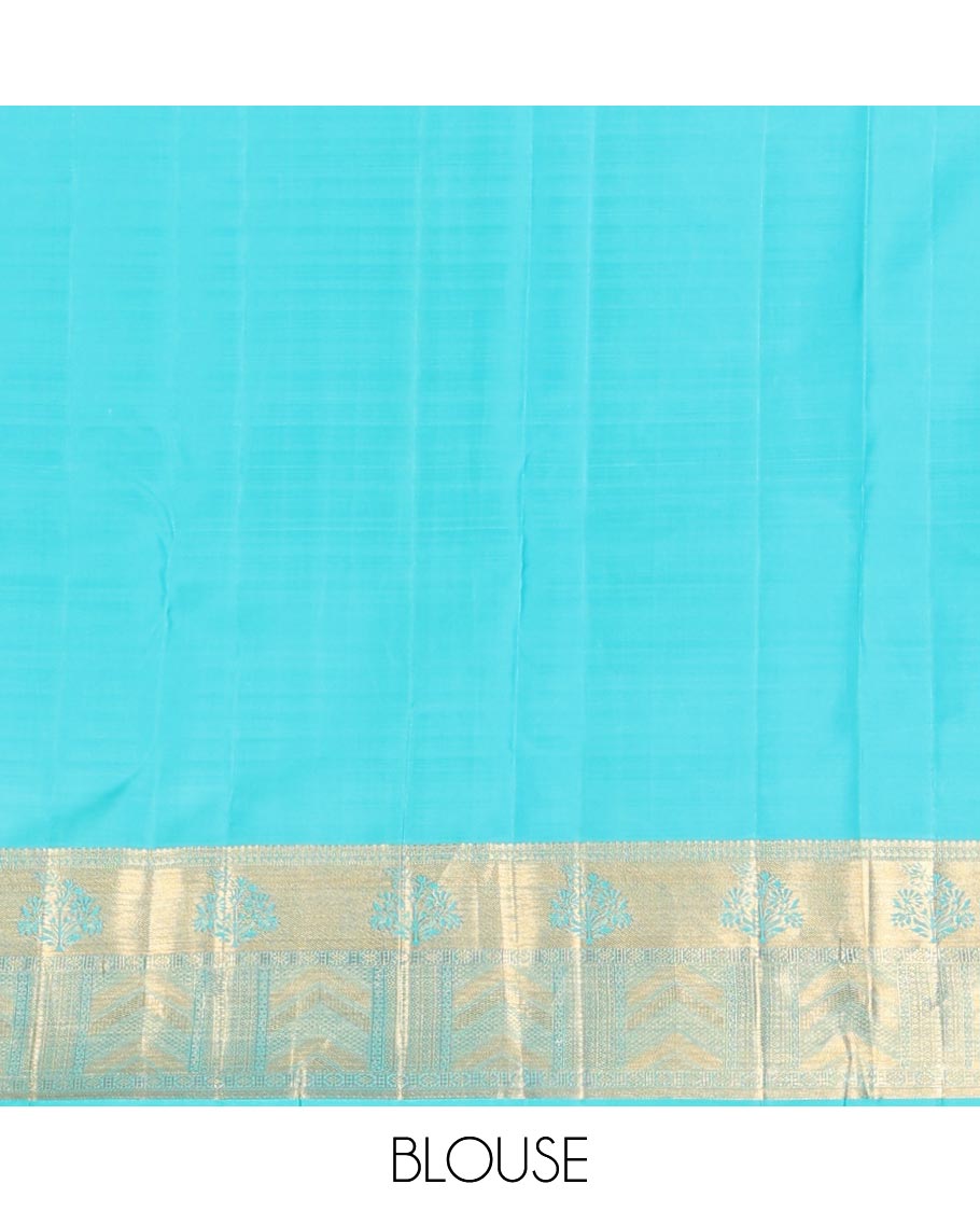 Blue jacquard wedding silk saree, zari border of traditional designs & intricately designed pallu