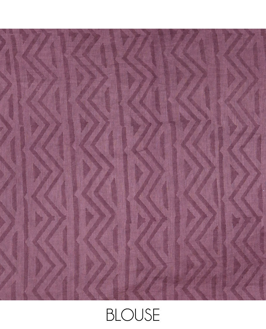 Violet floral design chanderi cotton saree with self plain border