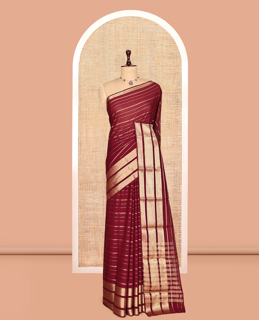 Maroon Semi Mysore Silk Saree