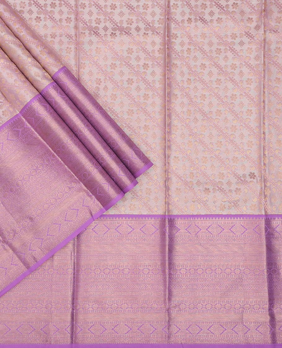 Pink jacquard pure-mix half-saree,contrast border of traditional zari design, zari design blouse & dhavani