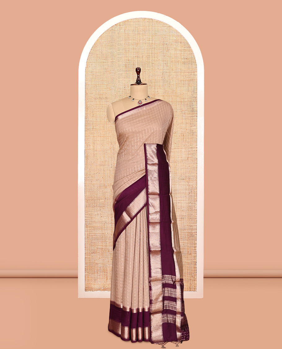 Fawn Color Assam Silk Sare