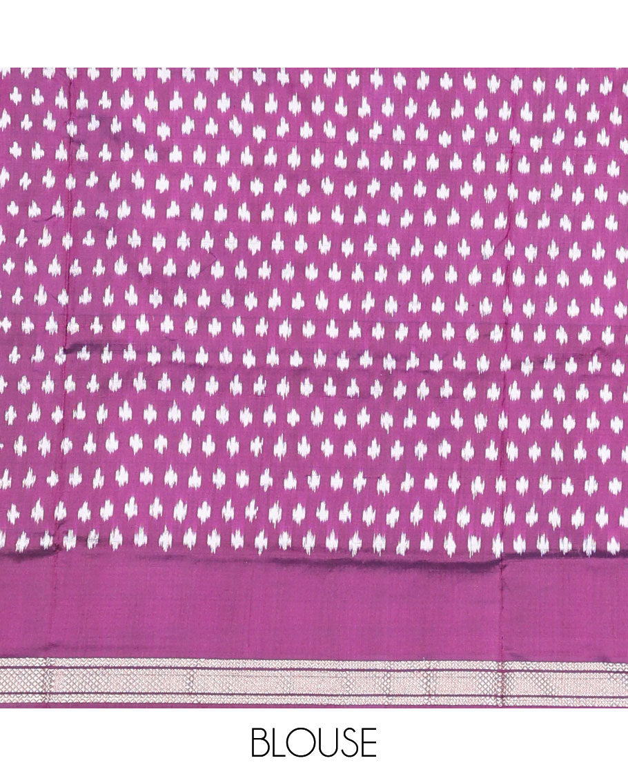 Sandal ikkat buttas ikkat saree, contrast ikkat floral border of zari designs & pallu of ikkat designs