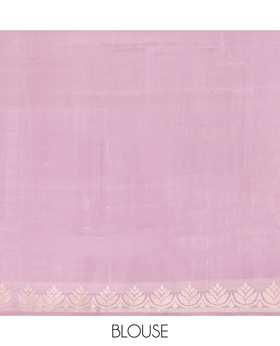 Borderless cream floral buttas kancheepuram silk saree with jaal design pallu