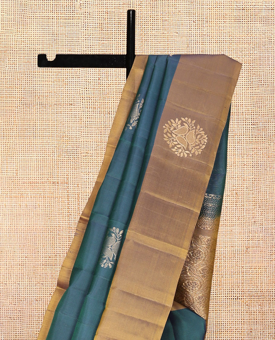 Green Floral Butta Mayuri Lite Silk Mix Saree
