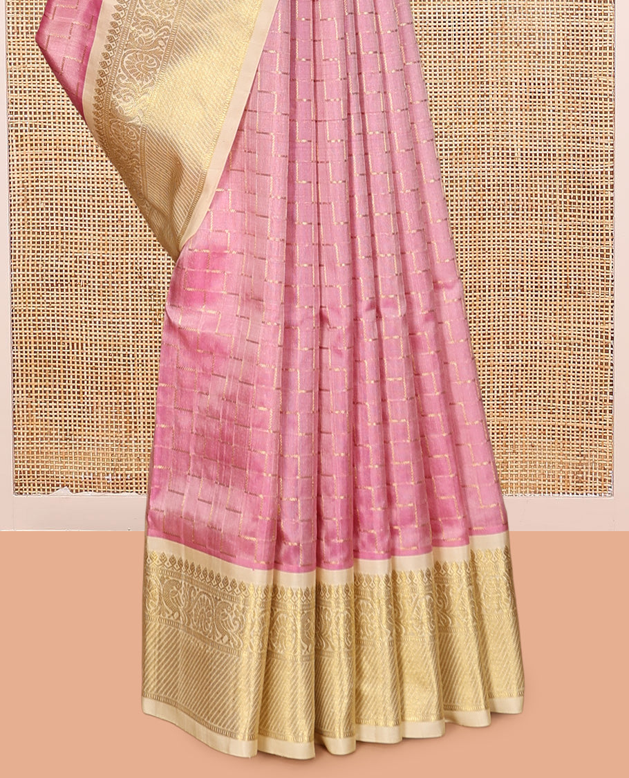 Pink Venkatagiri Silk Saree