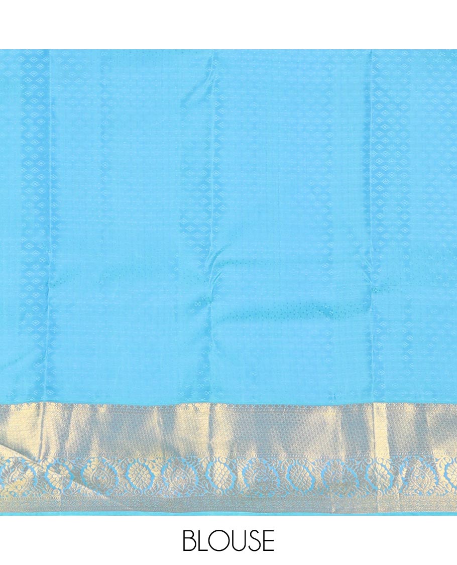 Yellow jacquard wedding silk saree, contrast zari border of muthu, jaal & floral designs & intricately designed pallu