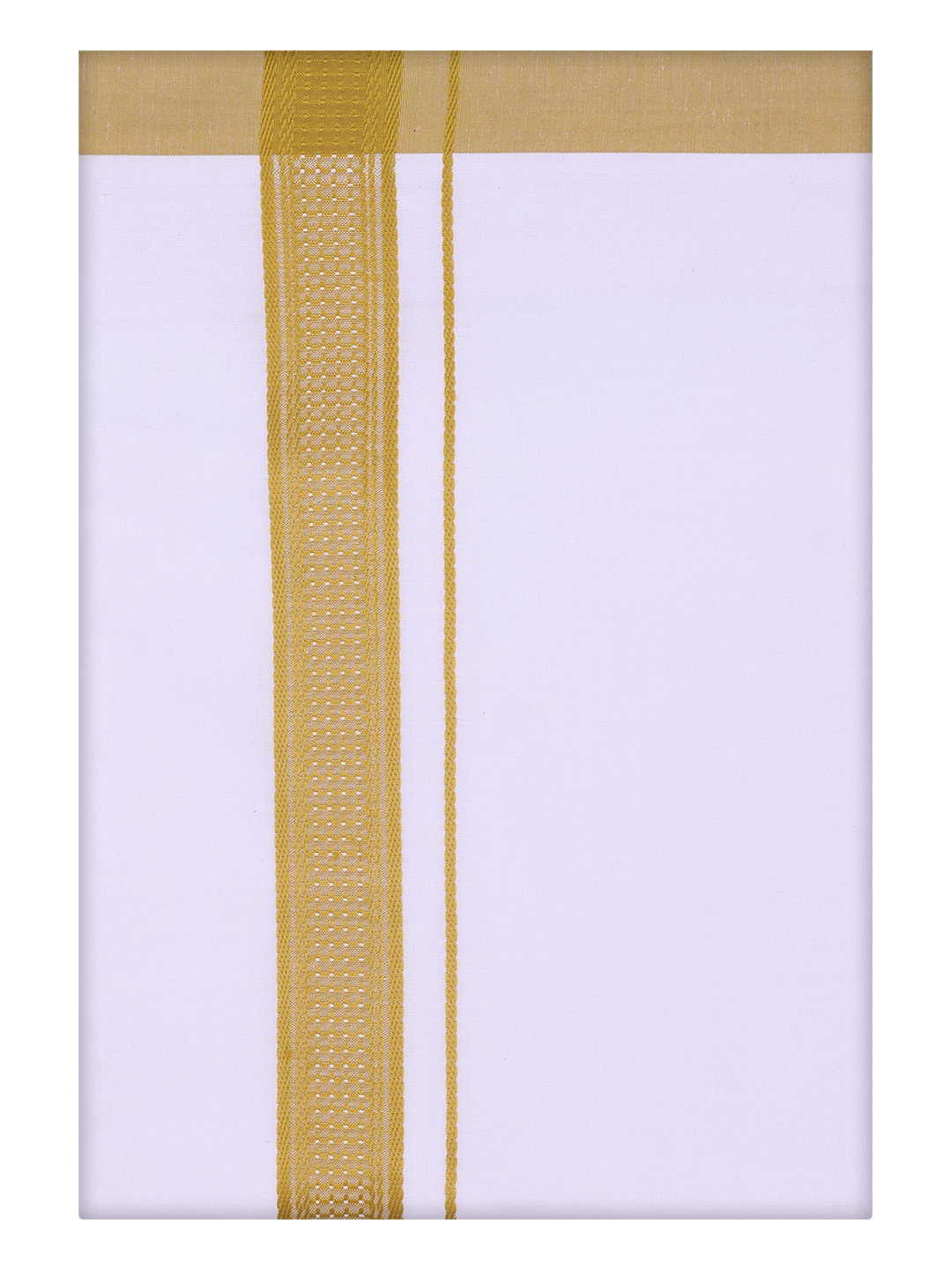 Mens White Single Layer Dhoti with Light Green Border Dhoti by Minister White