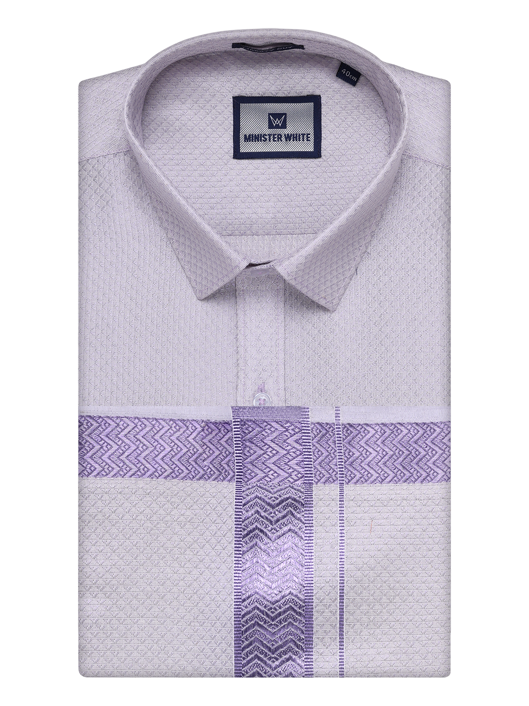 Mens Lavender Tissue Jacquard Shirt with Matching Dhoti Combo Zeus