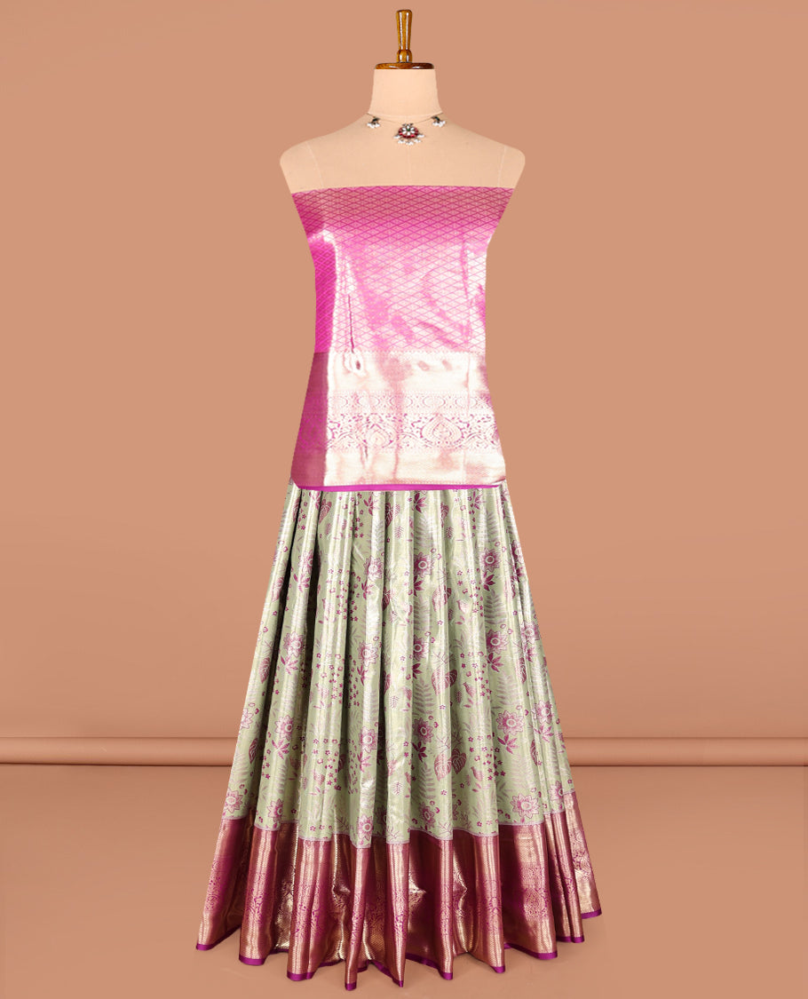 Green Art Silk Half-Saree