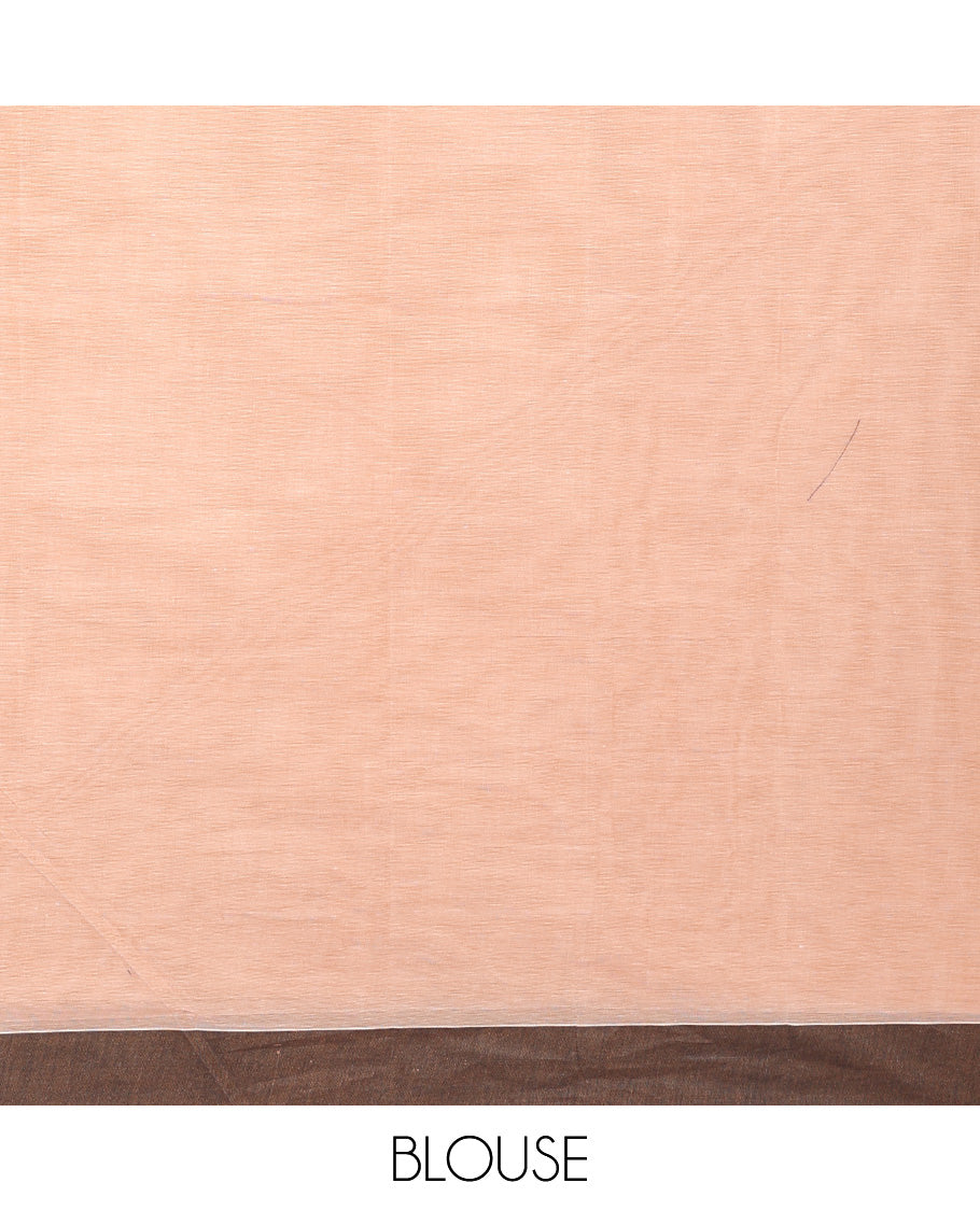 Sandal floral buttas kanchi cotton saree, contrast border, and jaal pallu