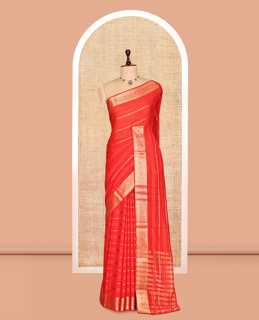 Orange Semi Mysore Silk Saree