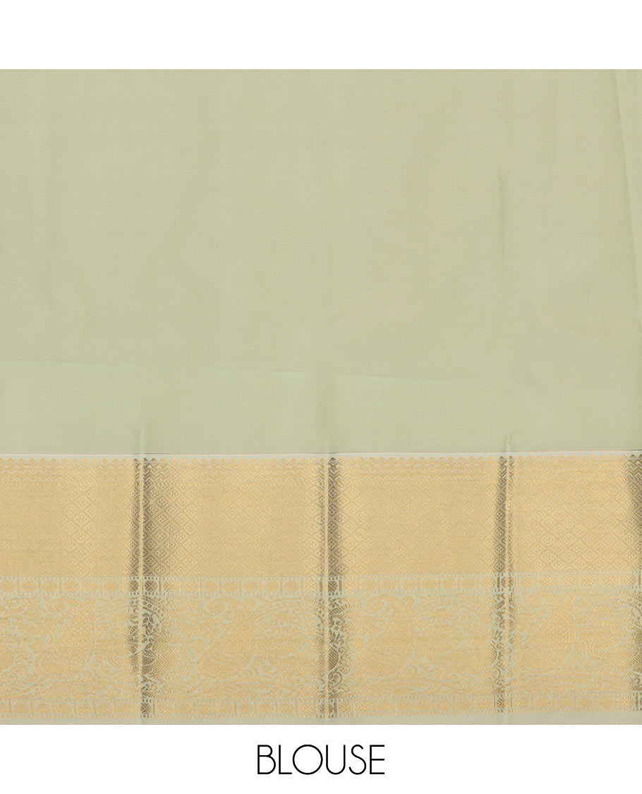 Blue zari buttas budget silk saree, contrast traditional zari design border, and zari-rich pallu