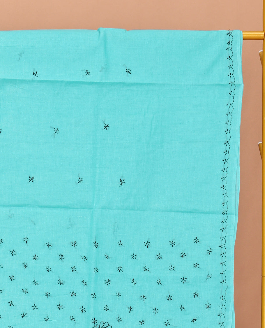 Turquoise Lucknowi Chikankari Saree