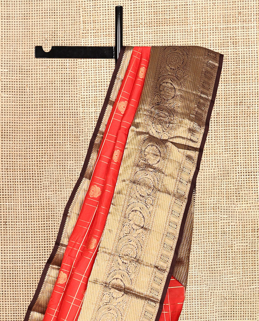 Tomato and Brown Vasundhara Silk Saree