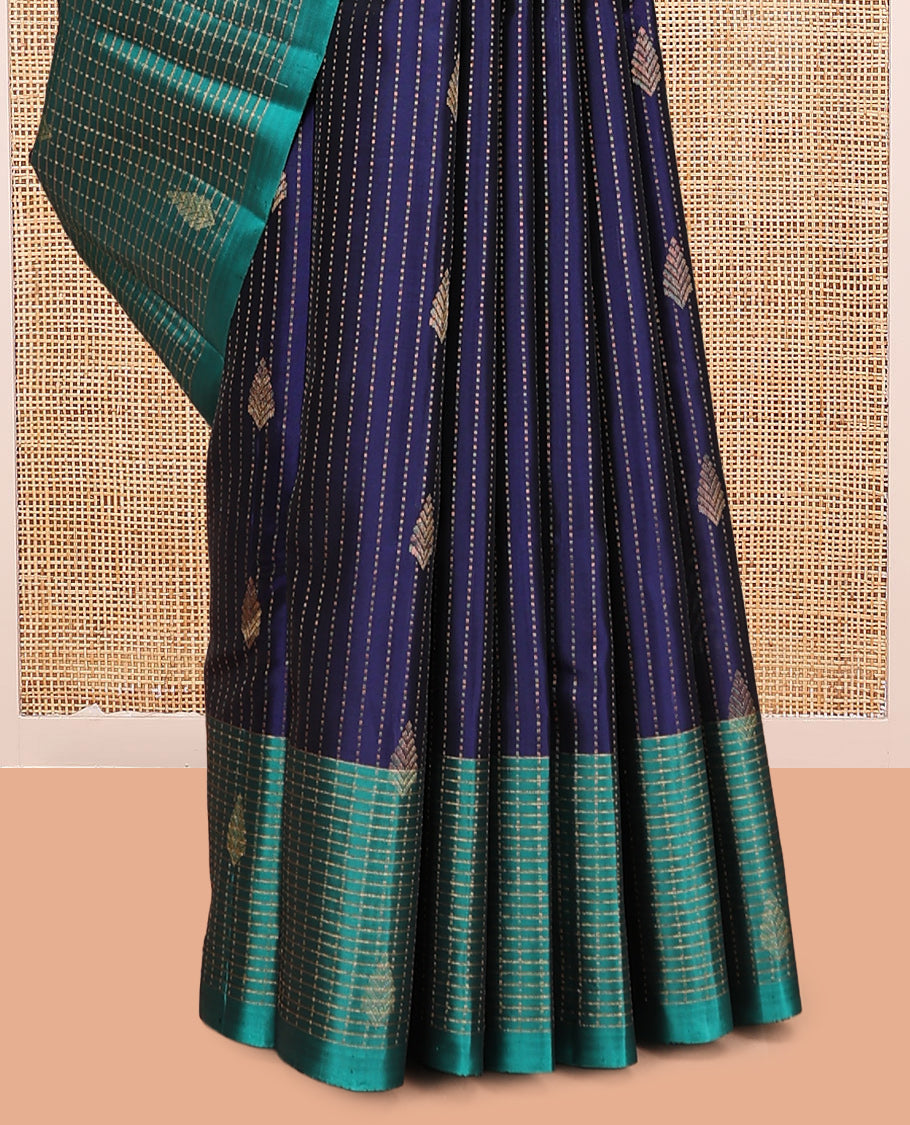 Blue Stripes Mayuri Lite Silk Mix Saree